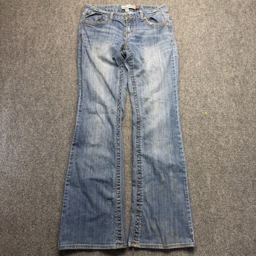 Aeropostale Hailey Skinny Flare Jeans Blue Medium Wash Low Rise Size 5/6 Regular